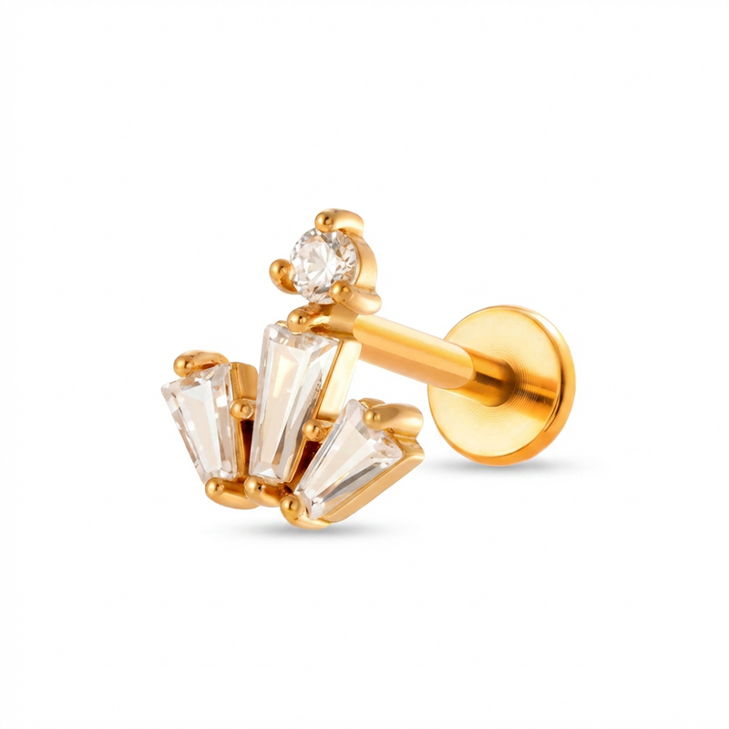 Barretta con zirconi in Acciaio Chirurgico 316L - Piercing per orecchio