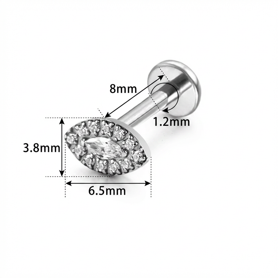 Piercing con zirconi in Titanio G23 - Piercing per lobo, helix, forward helix, conch, flat, tragus