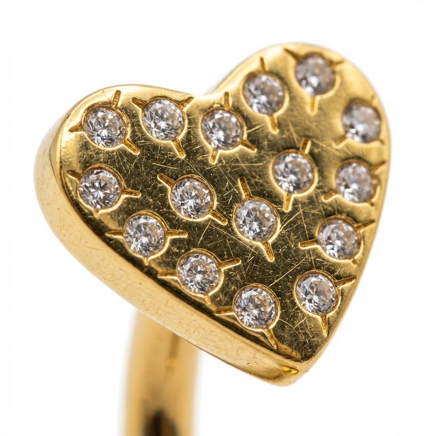 Piercing con cuore zirconi in Titanio G23 - Piercing per Rook e Snug