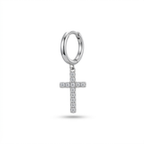 Orecchino in argento 925 a Cerchio con Croce in Zirconi – Elegante, Brillante, Unisex