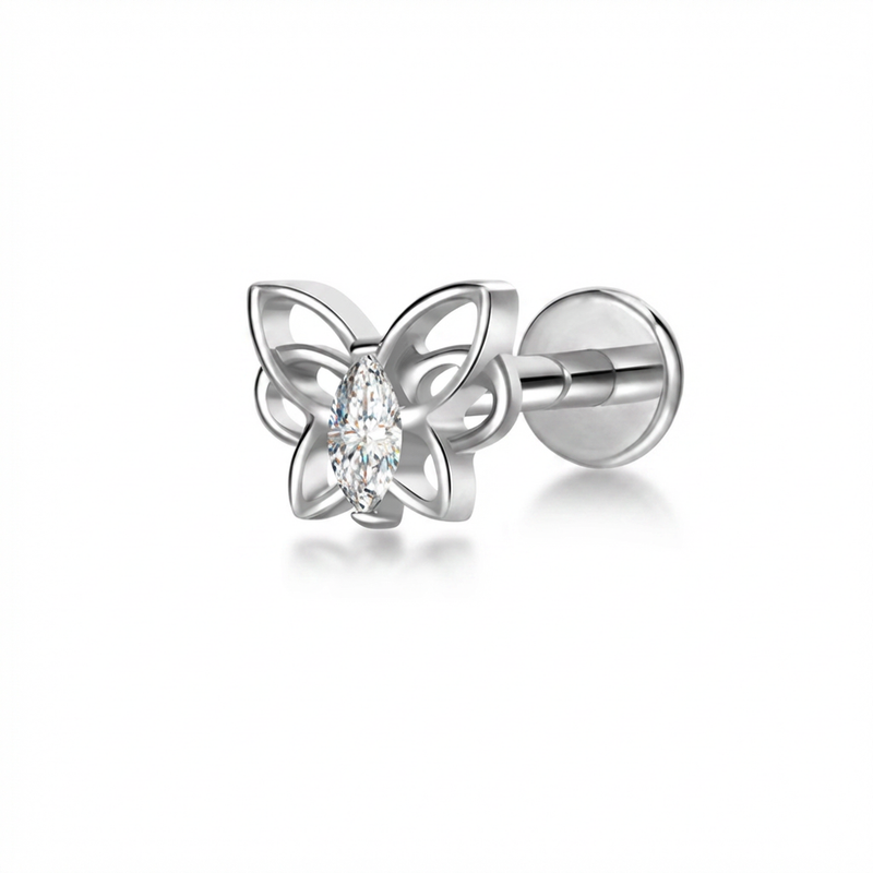 Piercing con zirconi in Titanio G23- Piercing per Lobo, helix, forward helix, conch, flat, tragus