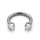 Piercing in acciaio chirurgico 316L con palline opali da 3 mm