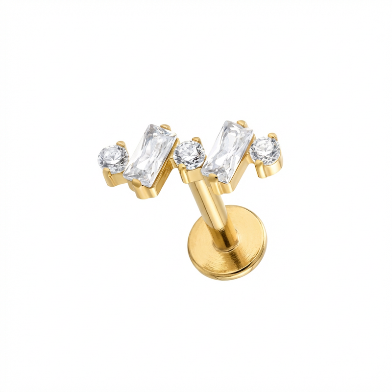 Piercing con zirconi in Titanio G23- Piercing per Lobo, helix, forward helix, conch, flat, tragus