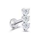 Piercing con zirconi a cuore in Titanio G23- Piercing per Lobo, helix, forward helix, conch, flat, tragus