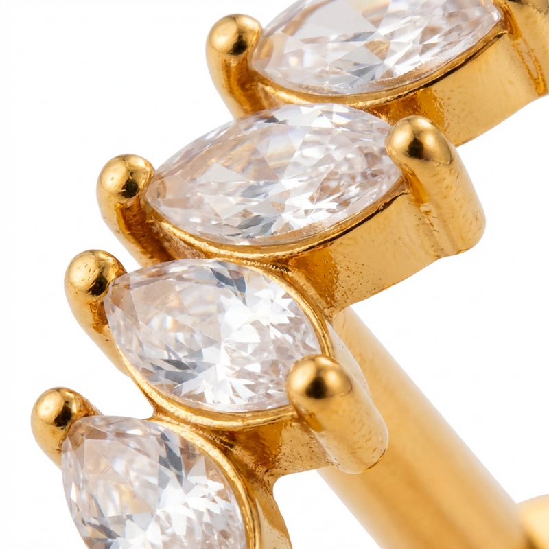 Barretta con quattro zirconi in Acciaio Chirurgico 316L - Piercing per orecchio