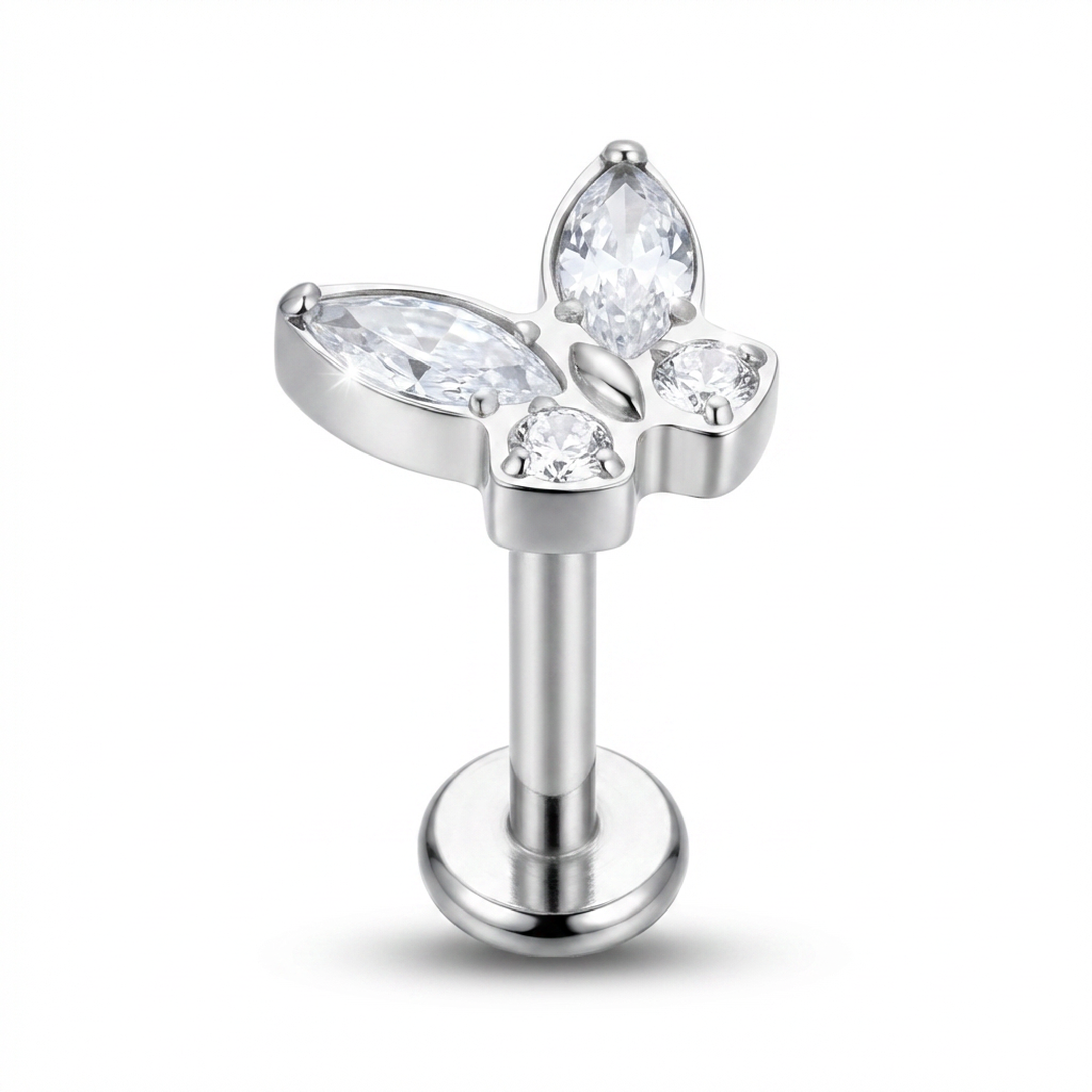 Piercing con zirconi in Titanio G23- Piercing per Lobo, helix, forward helix, conch, flat, tragus