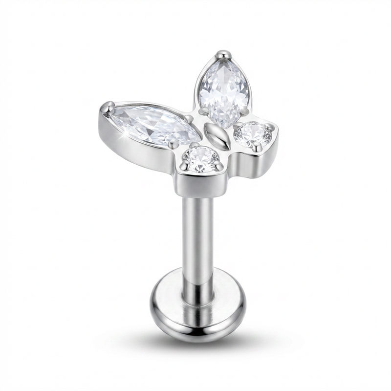 Piercing con zirconi in Titanio G23- Piercing per Lobo, helix, forward helix, conch, flat, tragus