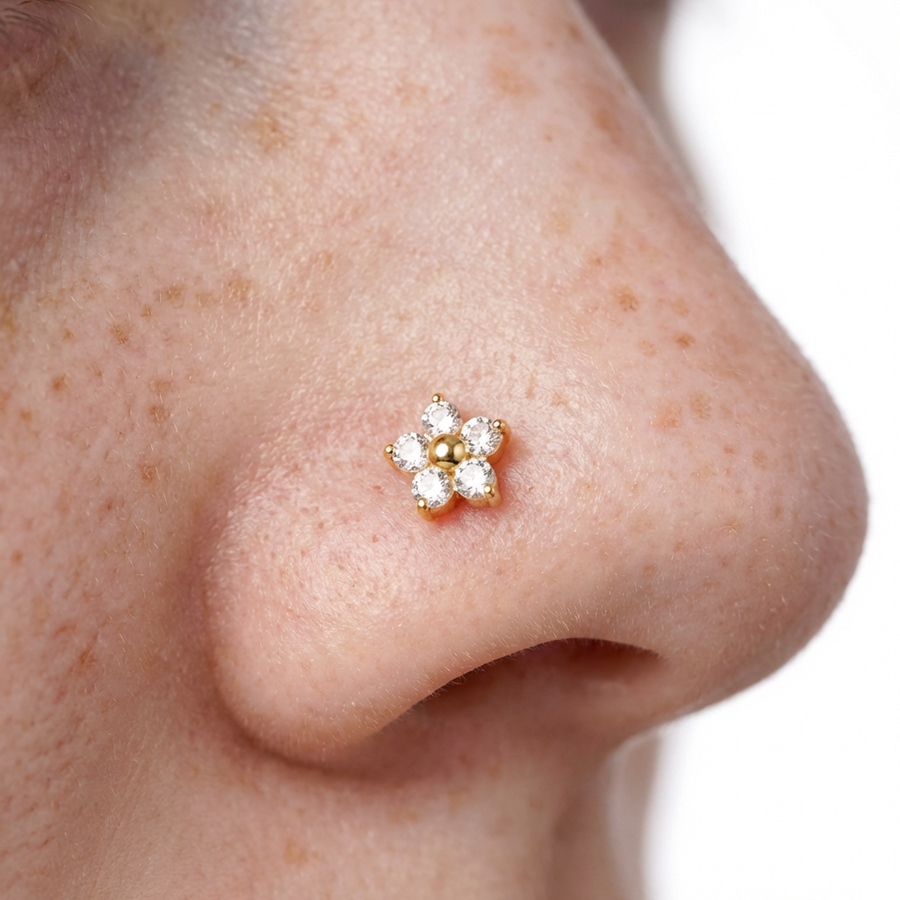 Piercing con fiore in Titanio - Piercing per naso