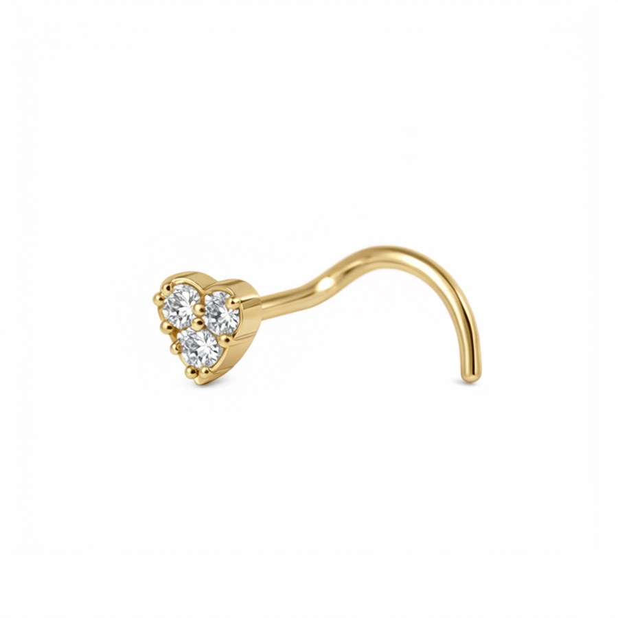 Piercing con cuoricino di zircone in Titanio G23- Piercing per naso