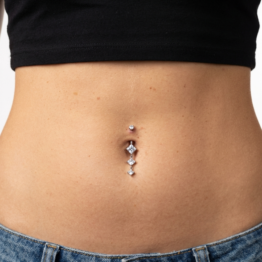 Piercing con zirconi in Titanio G23 - Piercing per ombelico