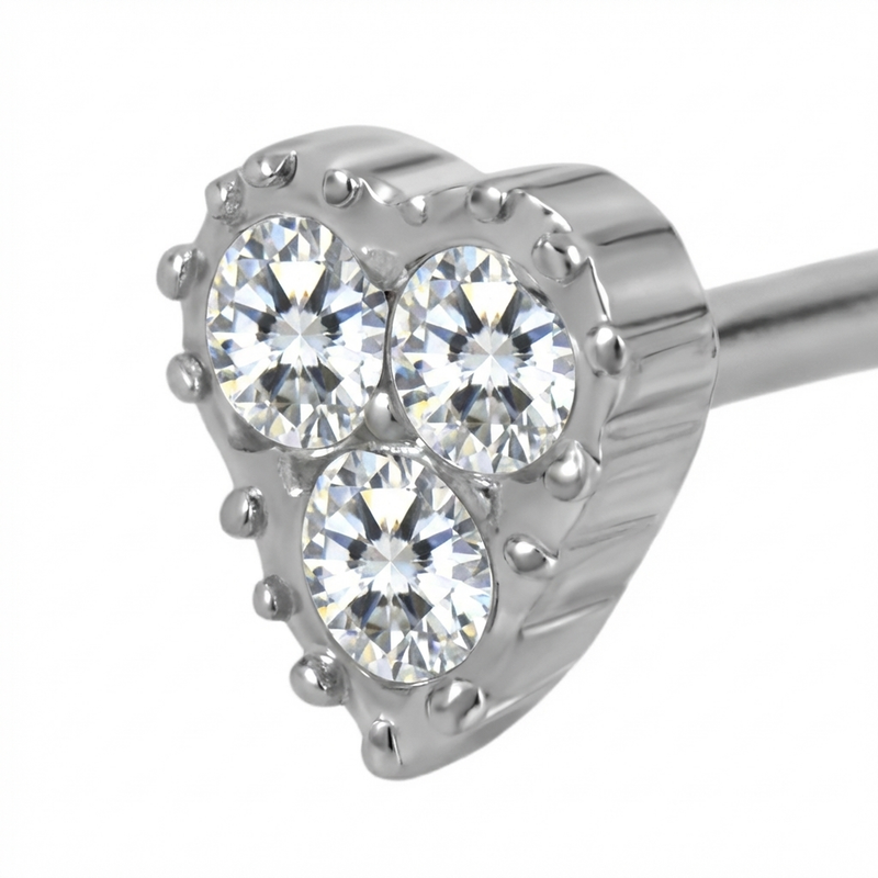 Piercing con cuoricino di zircone in Titanio G23- Piercing per naso