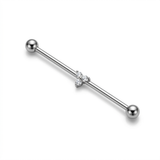 Piercing Barretta Industrial con Palline e Petali Zirconati