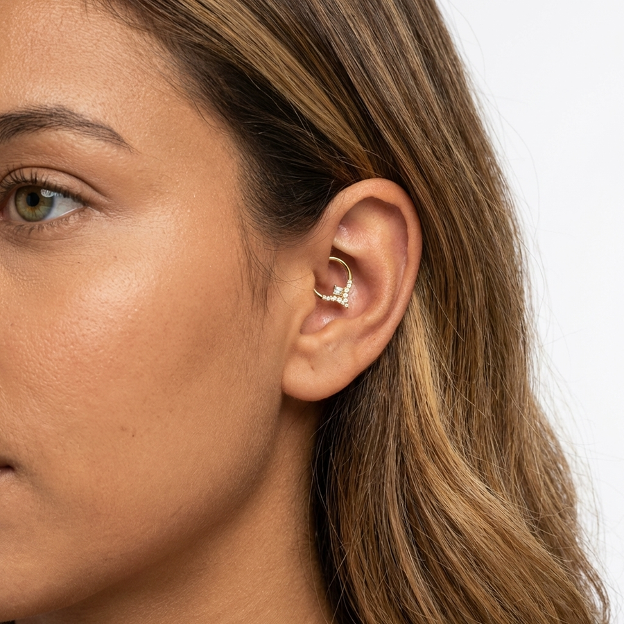 Piercing con zirconi in Titanio F136 - Piercing per lobo, helix, daith, septum