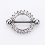 Piercing da capezzolo in acciaio chirurgico 316L con rosone zirconato