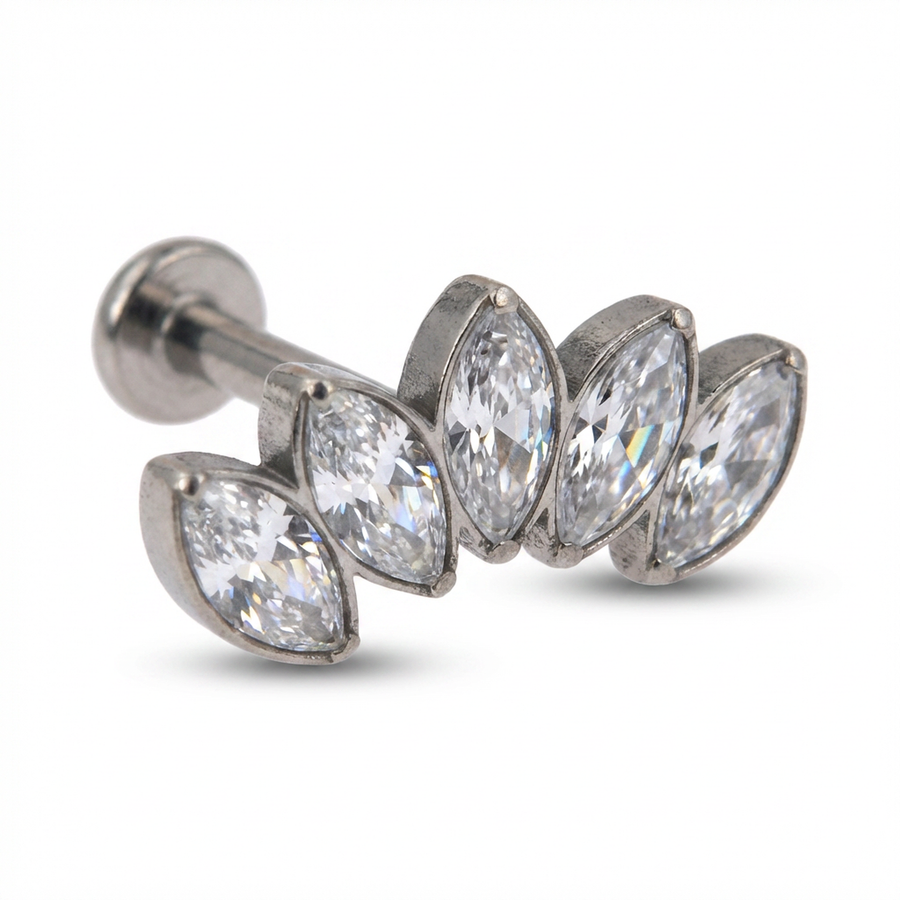Piercing con petali di zirconi in Titanio G23 - Piercing per lobo, helix, forward helix, conch, flat, tragus