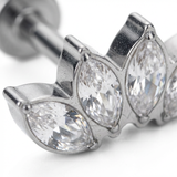 Piercing con quattro zirconi in Titanio G23- Piercing per Lobo, helix, forward helix, conch, flat, tragus