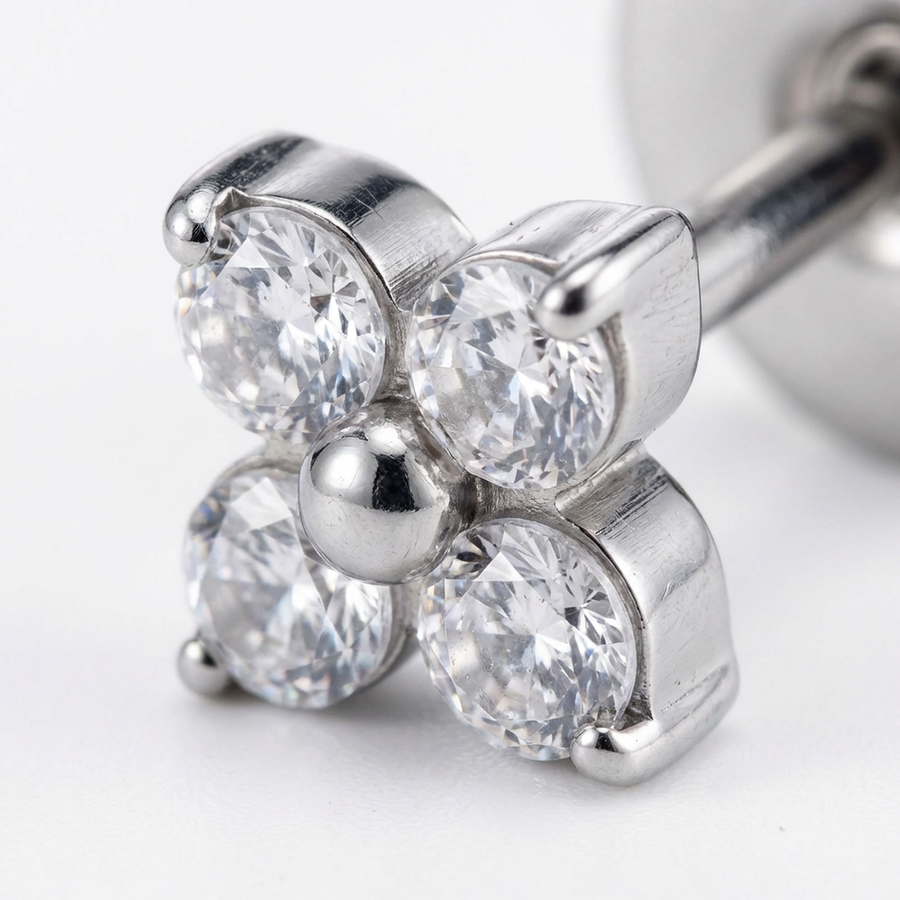 Orecchino con fiore in Titanio - Piercing per orecchio