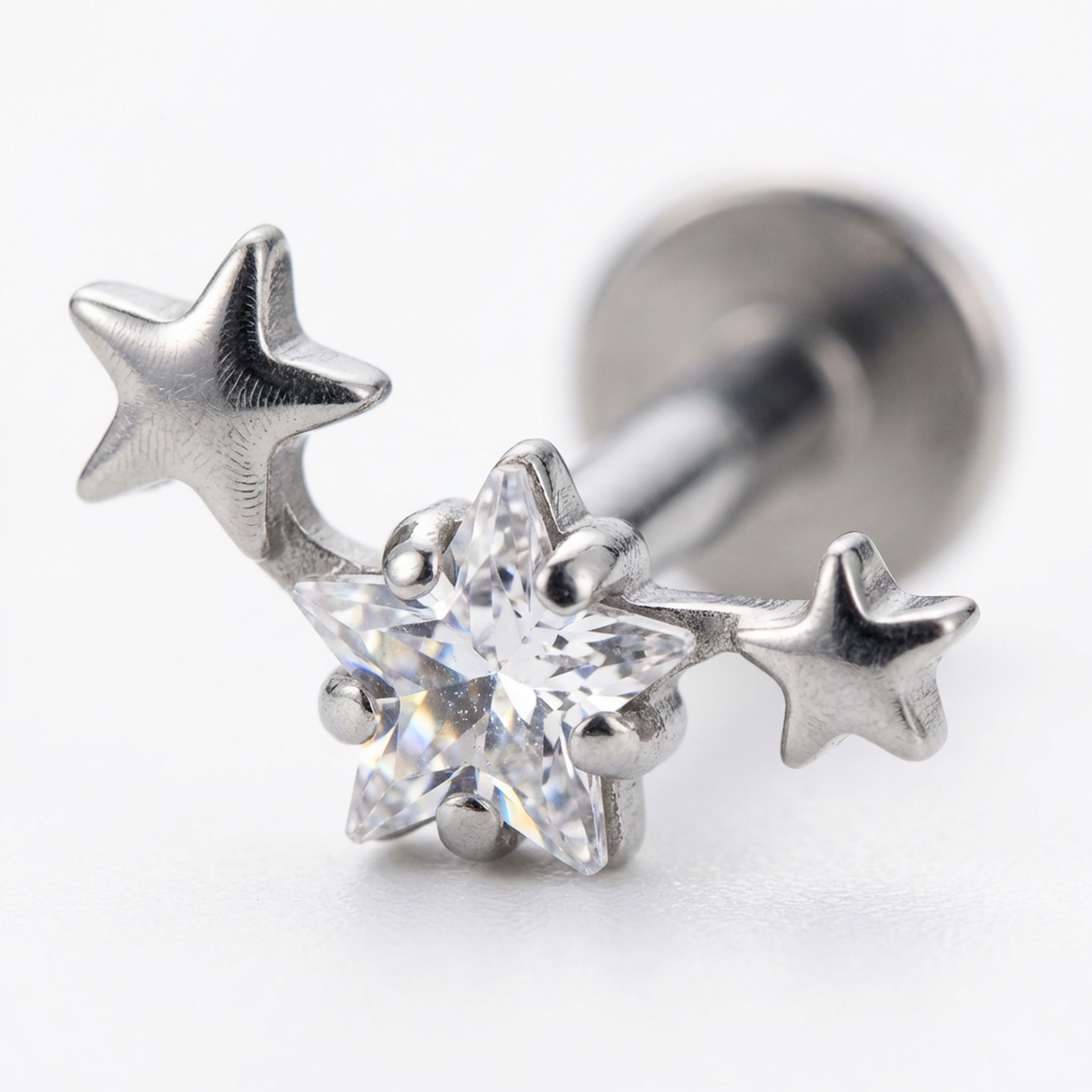 Piercing con stelline in Titanio G23- Piercing per Lobo, helix, forward helix, conch, flat, tragus