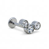 Piercing Barretta con Triplo Zircone in Acciaio Chirurgico 316L