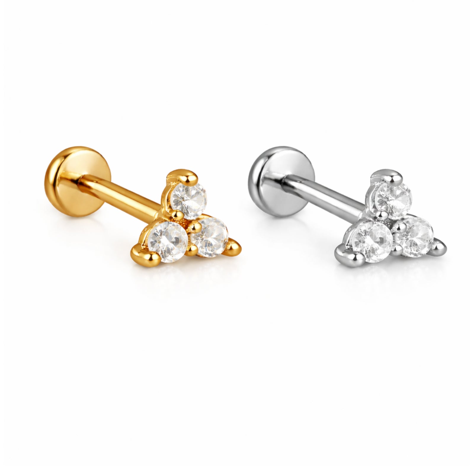 Orecchino Cartilagine con 3 Zirconi – Elegante, Brillante, Unisex