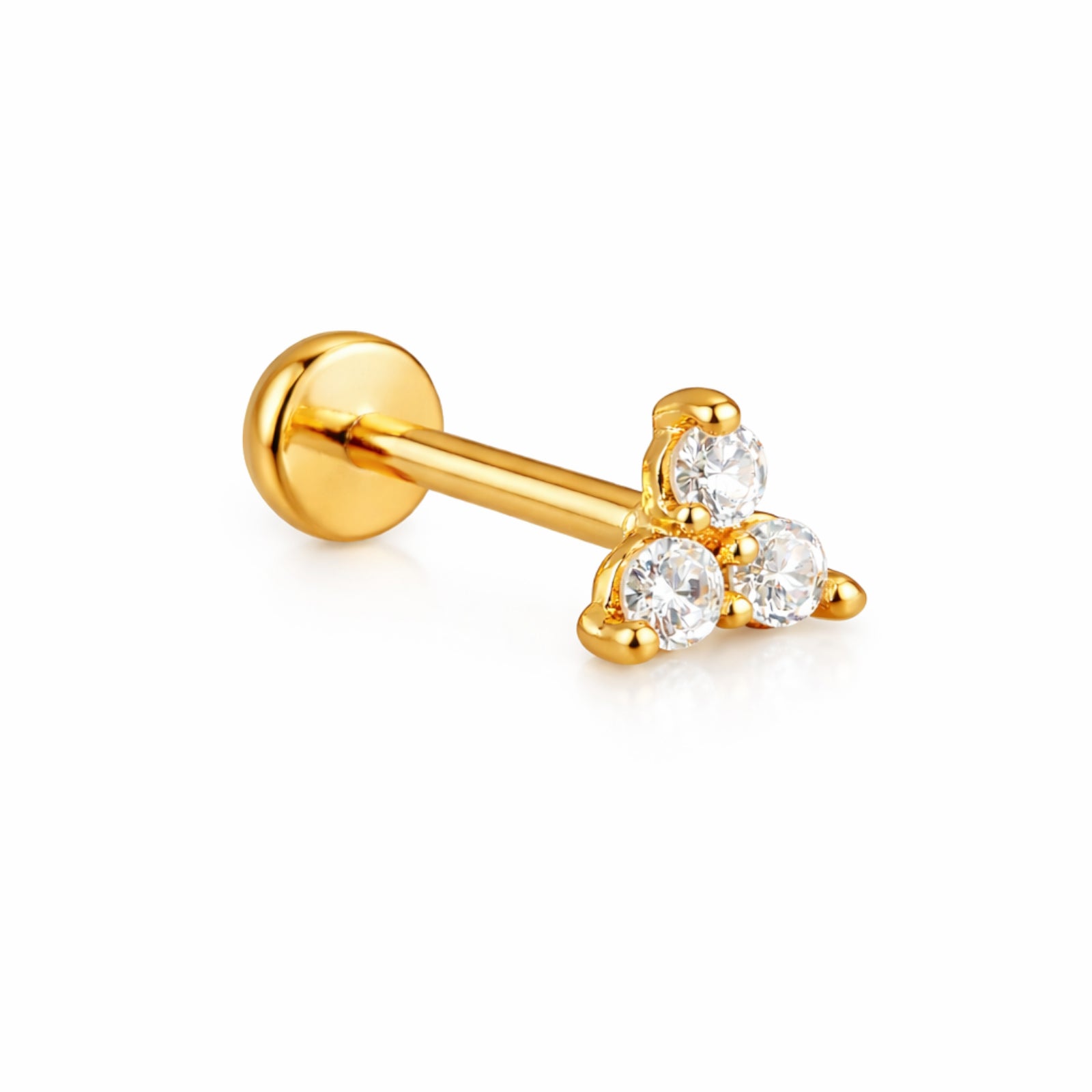 Orecchino Cartilagine con 3 Zirconi – Elegante, Brillante, Unisex