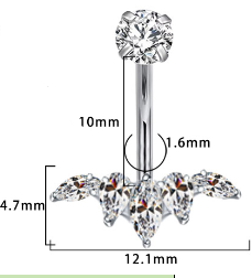 Piercing con zirconi in Titanio F136- Piercing per ombelico