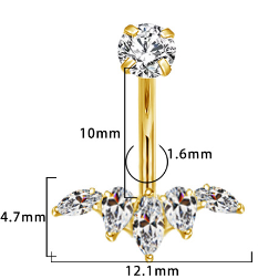 Piercing con zirconi in Titanio F136- Piercing per ombelico