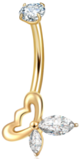 Piercing con farfalla zirconi in Titanio F136- Piercing per obelico