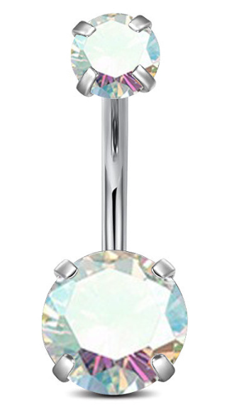 Piercing con zirconi in Titanio F136- Piercing per obelico